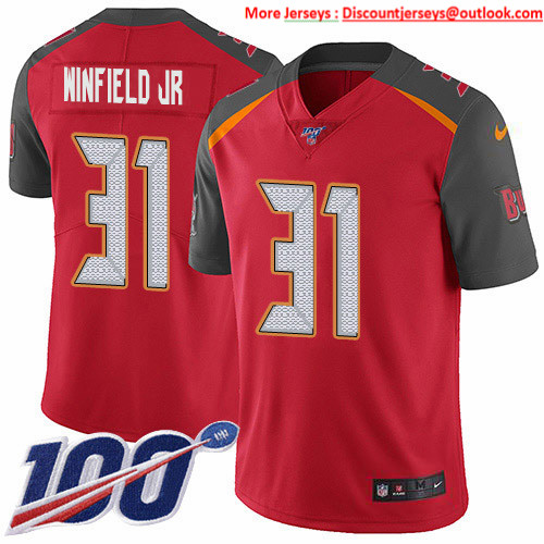 Nike Buccaneers #31 Antoine Winfield Jr. Red Team Color Men's Stitched NFL 100th Season Vapor Untouchable Limited Jersey