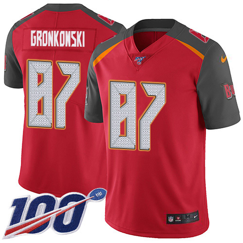 Nike Buccaneers #87 Rob Gronkowski Red Team Color Men's Stitched NFL 100th Season Vapor Untouchable Limited Jersey Nike Buccaneers #87 Rob Gronkowski Red Team Color Men's Stitched NFL 100th Season Vapor Untouchable Limited Jersey