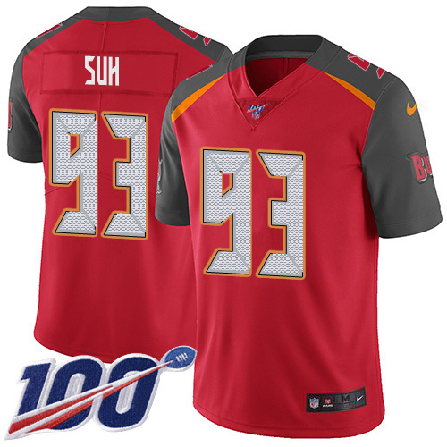 Nike Buccaneers #93 Ndamukong Suh Red Team Color Men's Stitched NFL 100th Season Vapor Untouchable Limited Jersey Nike Buccaneers #93 Ndamukong Suh Red Team Color Men's Stitched NFL 100th Season Vapor Untouchable Limited Jersey