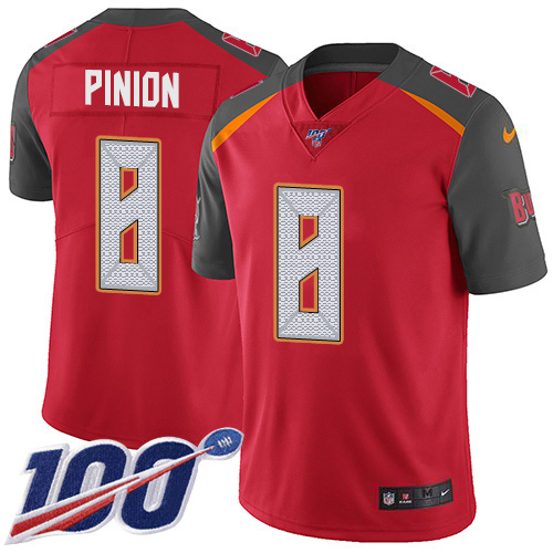 Nike Buccaneers #8 Bradley Pinion Red Team Color Men's Stitched NFL 100th Season Vapor Untouchable Limited Jersey Nike Buccaneers #8 Bradley Pinion Red Team Color Men's Stitched NFL 100th Season Vapor Untouchable Limited Jersey