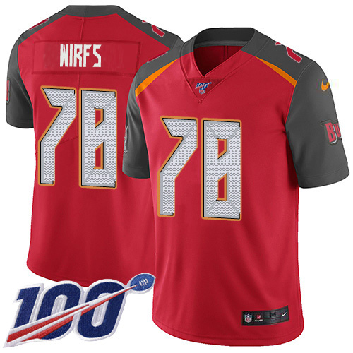 Nike Buccaneers #78 Tristan Wirfs Red Team Color Men's Stitched NFL 100th Season Vapor Untouchable Limited Jersey Nike Buccaneers #78 Tristan Wirfs Red Team Color Men's Stitched NFL 100th Season Vapor Untouchable Limited Jersey