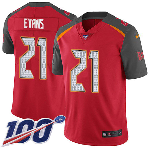 Nike Buccaneers #21 Justin Evans Red Team Color Men's Stitched NFL 100th Season Vapor Untouchable Limited Jersey Nike Buccaneers #21 Justin Evans Red Team Color Men's Stitched NFL 100th Season Vapor Untouchable Limited Jersey