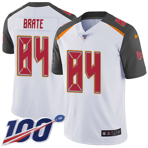 Nike Buccaneers #84 Cameron Brate White Men's Stitched NFL 100th Season Vapor Untouchable Limited Jersey Nike Buccaneers #84 Cameron Brate White Men's Stitched NFL 100th Season Vapor Untouchable Limited Jersey