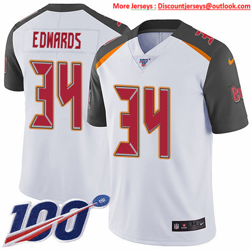 Nike Buccaneers #34 Mike Edwards White Men's Stitched NFL 100th Season Vapor Untouchable Limited Jersey Nike Buccaneers #34 Mike Edwards White Men's Stitched NFL 100th Season Vapor Untouchable Limited Jersey