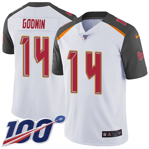 Nike Buccaneers #14 Chris Godwin White Men's Stitched NFL 100th Season Vapor Untouchable Limited Jersey Nike Buccaneers #14 Chris Godwin White Men's Stitched NFL 100th Season Vapor Untouchable Limited Jersey