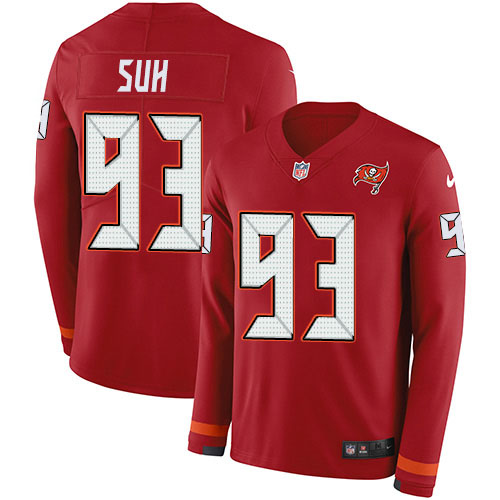Nike Buccaneers #93 Ndamukong Suh Red Team Color Men's Stitched NFL Limited Therma Long Sleeve Jersey Nike Buccaneers #93 Ndamukong Suh Red Team Color Men's Stitched NFL Limited Therma Long Sleeve Jersey