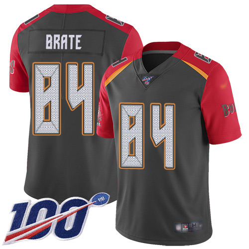 Nike Buccaneers #84 Cameron Brate Gray Men's Stitched NFL Limited Inverted Legend 100th Season Jersey Nike Buccaneers #84 Cameron Brate Gray Men's Stitched NFL Limited Inverted Legend 100th Season Jersey