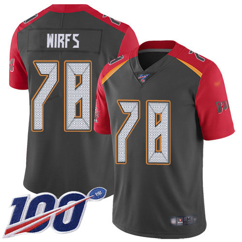 Nike Buccaneers #78 Tristan Wirfs Gray Men's Stitched NFL Limited Inverted Legend 100th Season Jersey Nike Buccaneers #78 Tristan Wirfs Gray Men's Stitched NFL Limited Inverted Legend 100th Season Jersey