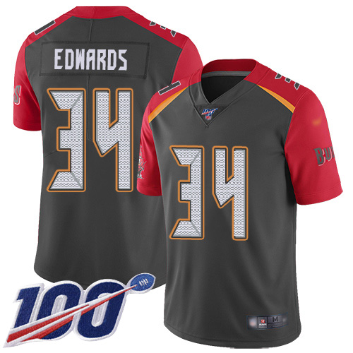 Nike Buccaneers #34 Mike Edwards Gray Men's Stitched NFL Limited Inverted Legend 100th Season Jersey Nike Buccaneers #34 Mike Edwards Gray Men's Stitched NFL Limited Inverted Legend 100th Season Jersey