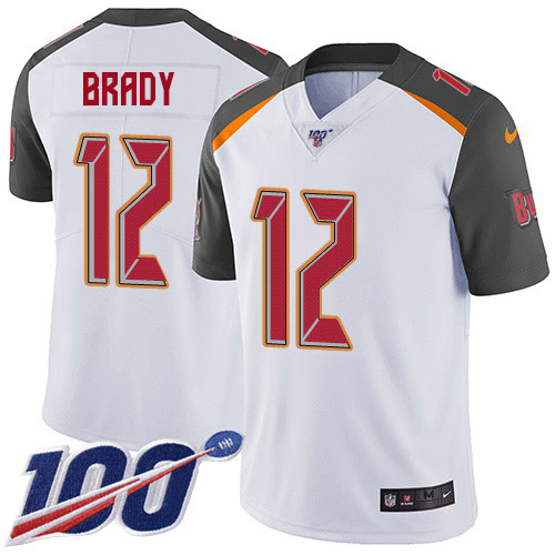 Nike Buccaneers #12 Tom Brady White Men's Stitched NFL 100th Season Vapor Untouchable Limited Jersey Nike Buccaneers #12 Tom Brady White Men's Stitched NFL 100th Season Vapor Untouchable Limited Jersey