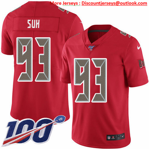 Nike Buccaneers #93 Ndamukong Suh Red Men's Stitched NFL Limited Rush 100th Season Jersey Nike Buccaneers #93 Ndamukong Suh Red Men's Stitched NFL Limited Rush 100th Season Jersey