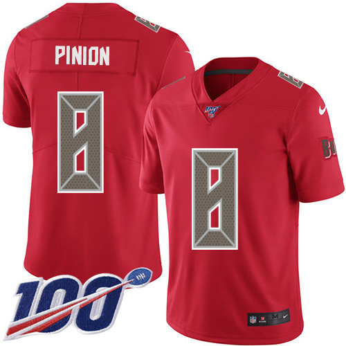 Nike Buccaneers #8 Bradley Pinion Red Men's Stitched NFL Limited Rush 100th Season Jersey Nike Buccaneers #8 Bradley Pinion Red Men's Stitched NFL Limited Rush 100th Season Jersey