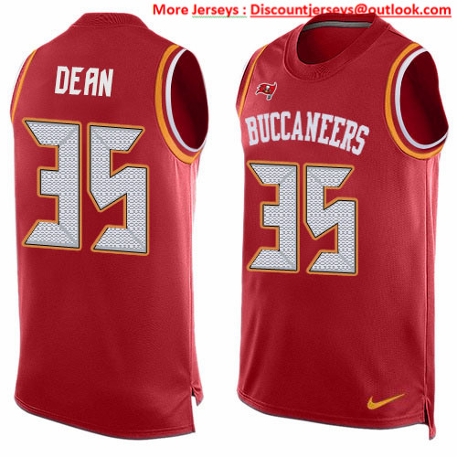 Nike Buccaneers #35 Jamel Dean Red Team Color Men's Stitched NFL Limited Tank Top Jersey