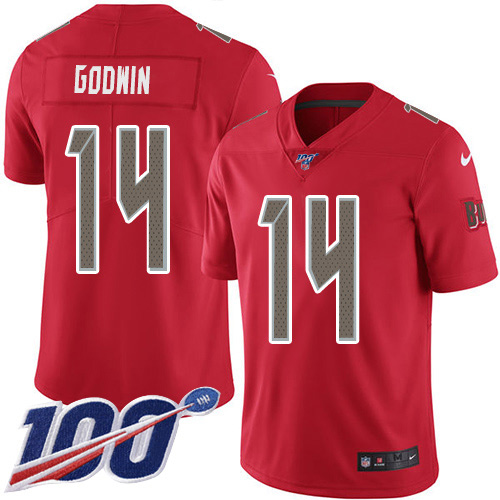 Nike Buccaneers #14 Chris Godwin Red Men's Stitched NFL Limited Rush 100th Season Jersey Nike Buccaneers #14 Chris Godwin Red Men's Stitched NFL Limited Rush 100th Season Jersey