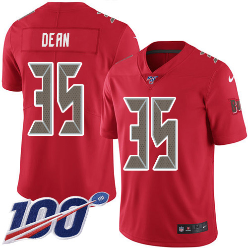 Nike Buccaneers #35 Jamel Dean Red Men's Stitched NFL Limited Rush 100th Season Jersey Nike Buccaneers #35 Jamel Dean Red Men's Stitched NFL Limited Rush 100th Season Jersey