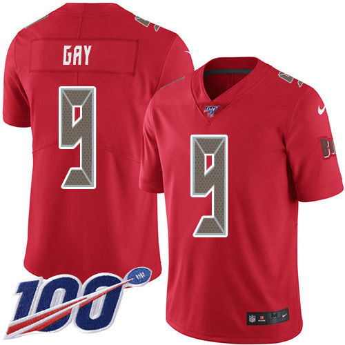 Nike Buccaneers #9 Matt Gay Red Men's Stitched NFL Limited Rush 100th Season Jersey Nike Buccaneers #9 Matt Gay Red Men's Stitched NFL Limited Rush 100th Season Jersey