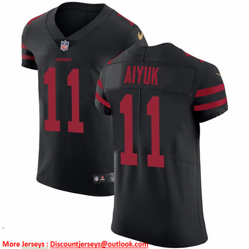 Nike 49ers #11 Brandon Aiyuk Black Alternate Men's Stitched NFL New Elite Jersey Nike 49ers #11 Brandon Aiyuk Black Alternate Men's Stitched NFL New Elite Jersey