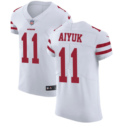Nike 49ers #11 Brandon Aiyuk White Men's Stitched NFL New Elite Jersey Nike 49ers #11 Brandon Aiyuk White Men's Stitched NFL New Elite Jersey