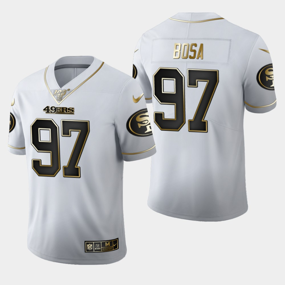 Nike 49ers 97 Nick Bosa White 100th Season Vapor Untouchable Limited Jersey Nike 49ers 97 Nick Bosa White 100th Season Vapor Untouchable Limited Jersey