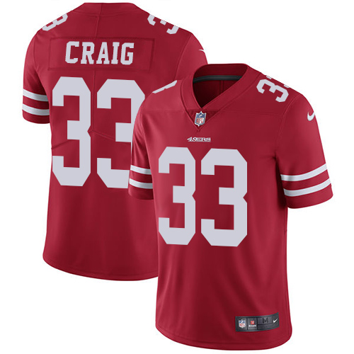 Men NFL 49ers #33 Roger Craig Red Vapor Untouchable Limited Jersey Men NFL 49ers #33 Roger Craig Red Vapor Untouchable Limited Jersey