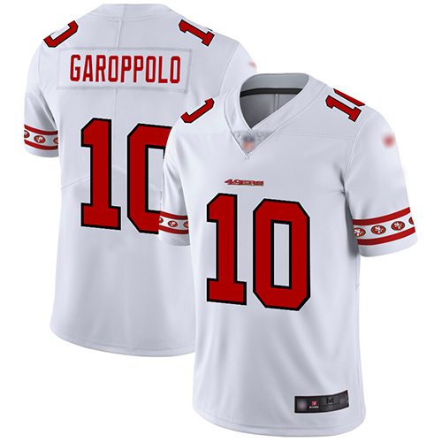 49ers #10 Jimmy Garoppolo White Men's Stitched Football Limited Team Logo Fashion Jersey 49ers #10 Jimmy Garoppolo White Men's Stitched Football Limited Team Logo Fashion Jersey