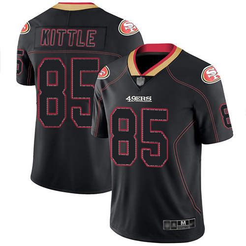 49ers #85 George Kittle Lights Out Black Men's Stitched Football Limited Rush Jersey 49ers #85 George Kittle Lights Out Black Men's Stitched Football Limited Rush Jersey