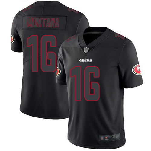49ers #16 Joe Montana Black Men's Stitched Football Limited Rush Impact Jersey 49ers #16 Joe Montana Black Men's Stitched Football Limited Rush Impact Jersey