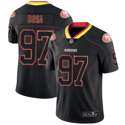 49ers #97 Nick Bosa Lights Out Black Men's Stitched Football Limited Rush Jersey 49ers #97 Nick Bosa Lights Out Black Men's Stitched Football Limited Rush Jersey