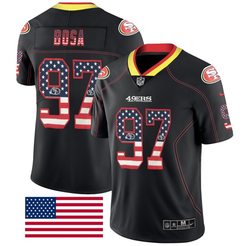 49ers #97 Nick Bosa Black Men's Stitched Football Limited Rush USA Flag Jersey 49ers #97 Nick Bosa Black Men's Stitched Football Limited Rush USA Flag Jersey
