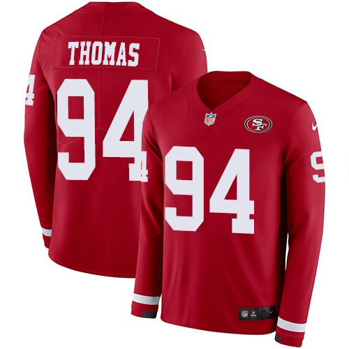 Nike 49ers #94 Solomon Thomas Red Team Color Men's Stitched NFL Limited Therma Long Sleeve Jersey Nike 49ers #94 Solomon Thomas Red Team Color Men's Stitched NFL Limited Therma Long Sleeve Jersey