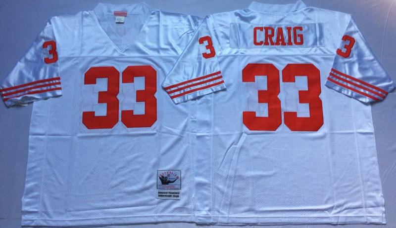 Mitchell And Ness 49ers #33 Roger Craig white Men's Throwback Stitched NFL Jersey Mitchell And Ness 49ers #33 Roger Craig white Men's Throwback Stitched NFL Jersey
