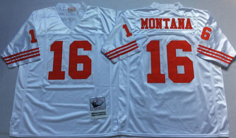 Mitchell And Ness 49ers #16 joe montana white Men's Throwback Stitched NFL Jersey