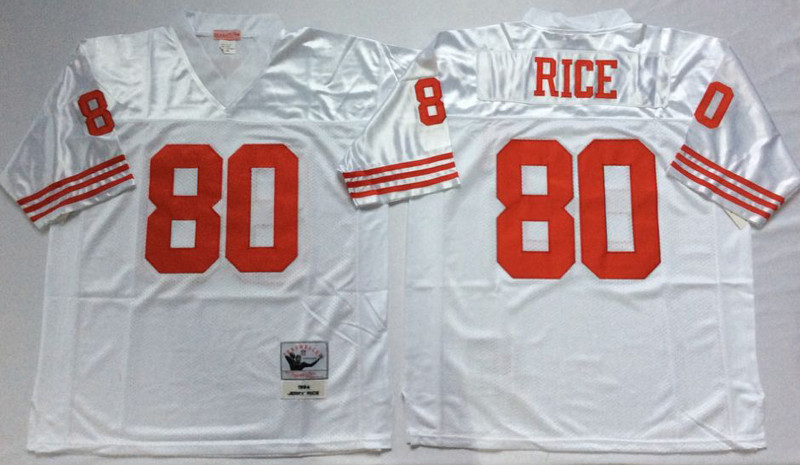 Mitchell And Ness 49ers #80 Jerry Rice white Men's Throwback Stitched NFL Jersey Mitchell And Ness 49ers #80 Jerry Rice white Men's Throwback Stitched NFL Jersey