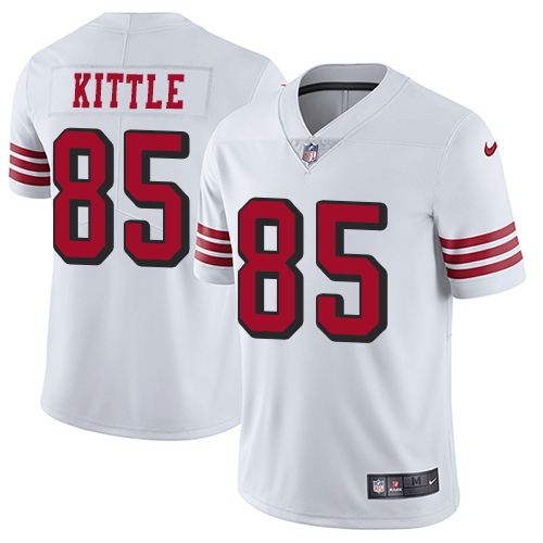 Nike 49ers #85 George Kittle White Rush Men's Stitched NFL Vapor Untouchable Limited Jersey Nike 49ers #85 George Kittle White Rush Men's Stitched NFL Vapor Untouchable Limited Jersey