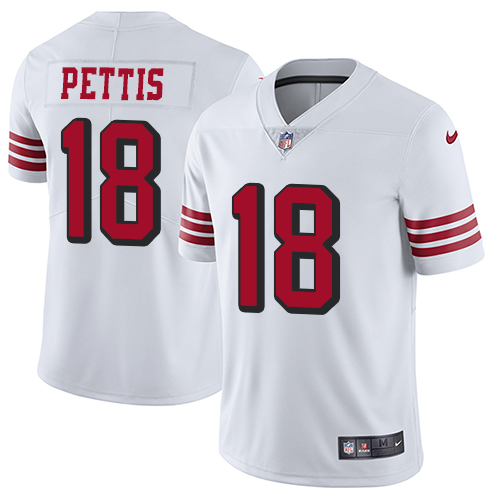 Nike 49ers #18 Dante Pettis White Rush Men's Stitched NFL Vapor Untouchable Limited Jersey Nike 49ers #18 Dante Pettis White Rush Men's Stitched NFL Vapor Untouchable Limited Jersey