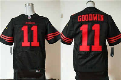 Nike 49ers #11 Marquise Goodwin Black Alternate Men's Stitched NFL Elite Jersey Nike 49ers #11 Marquise Goodwin Black Alternate Men's Stitched NFL Elite Jersey