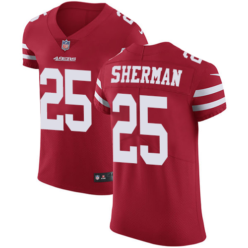 Nike 49ers #25 Richard Sherman Red Team Color Men's Stitched NFL Vapor Untouchable Elite Jersey Nike 49ers #25 Richard Sherman Red Team Color Men's Stitched NFL Vapor Untouchable Elite Jersey