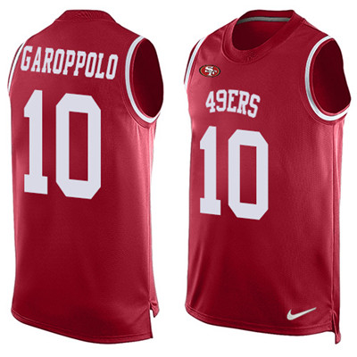 Nike 49ers #10 Jimmy Garoppolo Red Team Color Men's Stitched NFL Limited Tank Top Jersey Nike 49ers #10 Jimmy Garoppolo Red Team Color Men's Stitched NFL Limited Tank Top Jersey