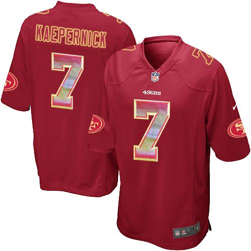 Nike 49ers #7 Colin Kaepernick Red Team Color Men's Stitched NFL Limited Strobe Jersey Nike 49ers #7 Colin Kaepernick Red Team Color Men's Stitched NFL Limited Strobe Jersey