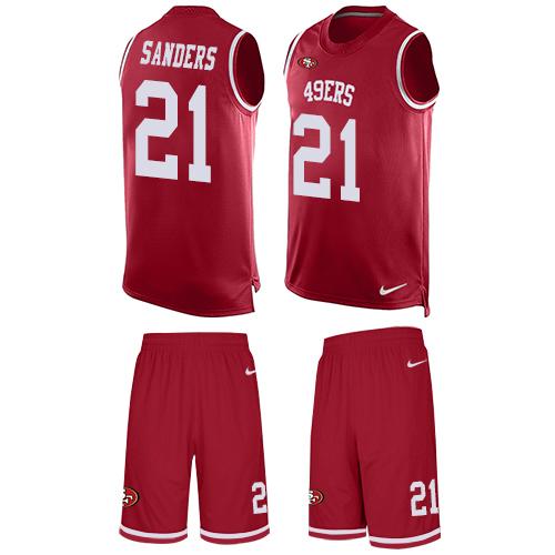 Nike 49ers #21 Deion Sanders Red Team Color Men's Stitched NFL Limited Tank Top Suit Jersey Nike 49ers #21 Deion Sanders Red Team Color Men's Stitched NFL Limited Tank Top Suit Jersey