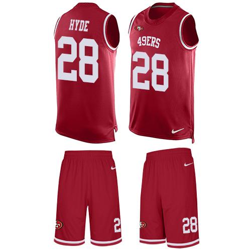 Nike 49ers #28 Carlos Hyde Red Team Color Men's Stitched NFL Limited Tank Top Suit Jersey Nike 49ers #28 Carlos Hyde Red Team Color Men's Stitched NFL Limited Tank Top Suit Jersey