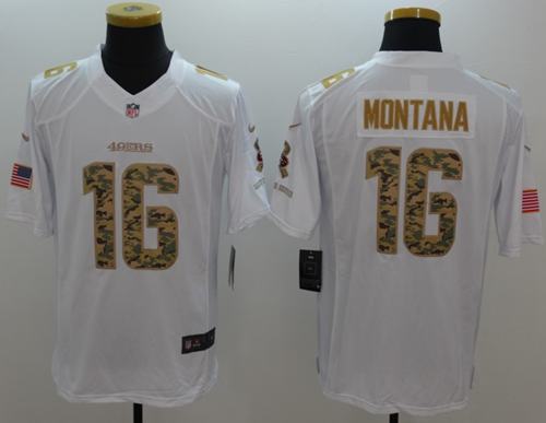 Nike 49ers #16 Joe Montana White Men's Stitched NFL Limited Salute to Service Jersey Nike 49ers #16 Joe Montana White Men's Stitched NFL Limited Salute to Service Jersey