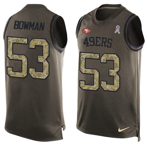 Nike 49ers #53 NaVorro Bowman Green Men's Stitched NFL Limited Salute To Service Tank Top Jersey Nike 49ers #53 NaVorro Bowman Green Men's Stitched NFL Limited Salute To Service Tank Top Jersey