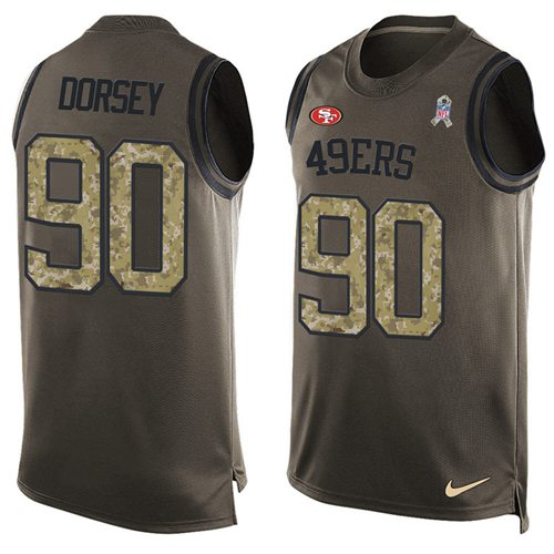 Nike 49ers #90 Glenn Dorsey Green Men's Stitched NFL Limited Salute To Service Tank Top Jersey Nike 49ers #90 Glenn Dorsey Green Men's Stitched NFL Limited Salute To Service Tank Top Jersey