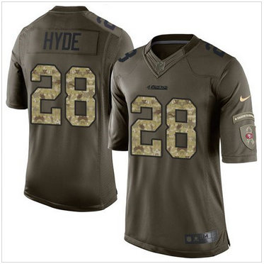 Nike San Francisco 49ers #28 Carlos Hyde Green Men's Stitched NFL Limited Salute to Service Jersey Nike San Francisco 49ers #28 Carlos Hyde Green Men's Stitched NFL Limited Salute to Service Jersey