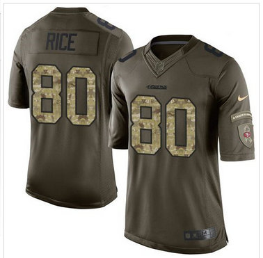Nike San Francisco 49ers #80 Jerry Rice Green Men's Stitched NFL Limited Salute to Service Jersey Nike San Francisco 49ers #80 Jerry Rice Green Men's Stitched NFL Limited Salute to Service Jersey