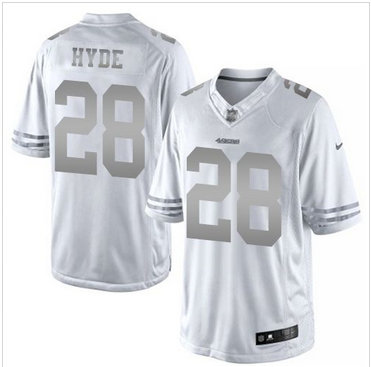 Nike San Francisco 49ers #28 Carlos Hyde White Men's Stitched NFL Limited Platinum Jersey Nike San Francisco 49ers #28 Carlos Hyde White Men's Stitched NFL Limited Platinum Jersey