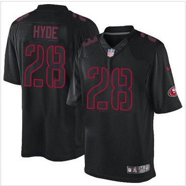 Nike San Francisco 49ers #28 Carlos Hyde Black Men's Stitched NFL Impact Limited Jersey