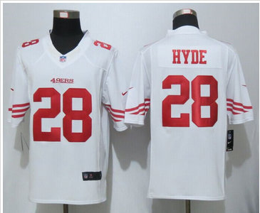 Nike San Francisco 49ers #28 Carlos Hyde White Men's NFL Limited Jersey Nike San Francisco 49ers #28 Carlos Hyde White Men's NFL Limited Jersey