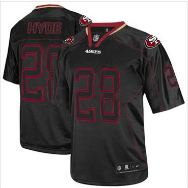 Nike San Francisco 49ers #28 Carlos Hyde Lights Out Black Men's Stitched NFL Elite Jersey